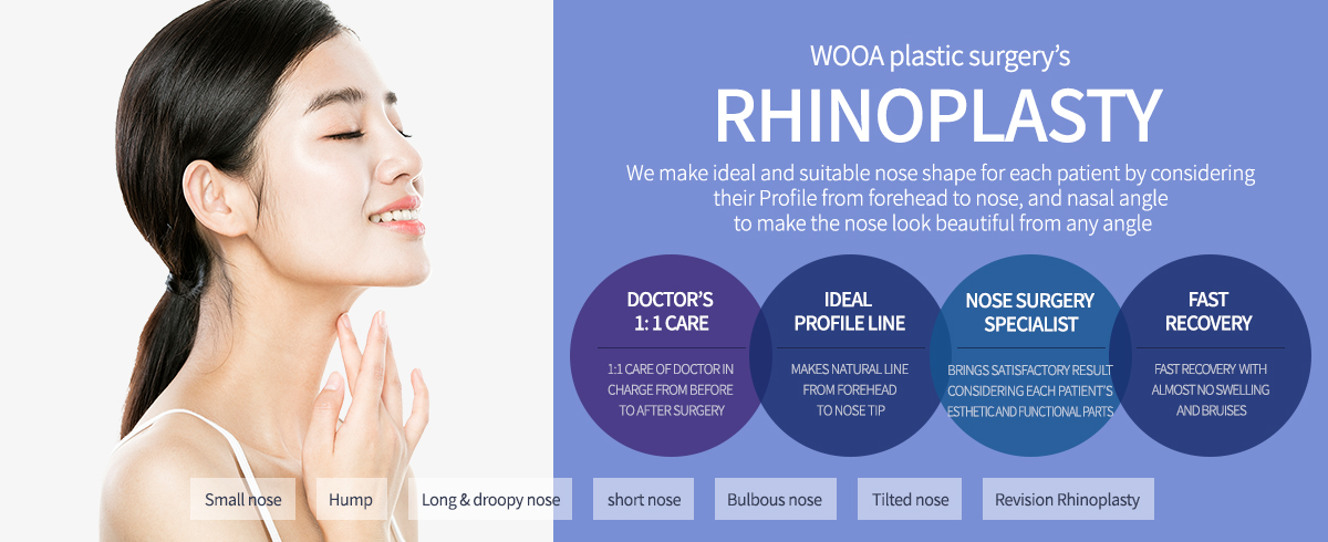 RHINOPLASTY We make ideal and suitable nose shape for each patient by considering their Profile from forehead to nose, and nasal angle to make the nose look beautiful from any angle